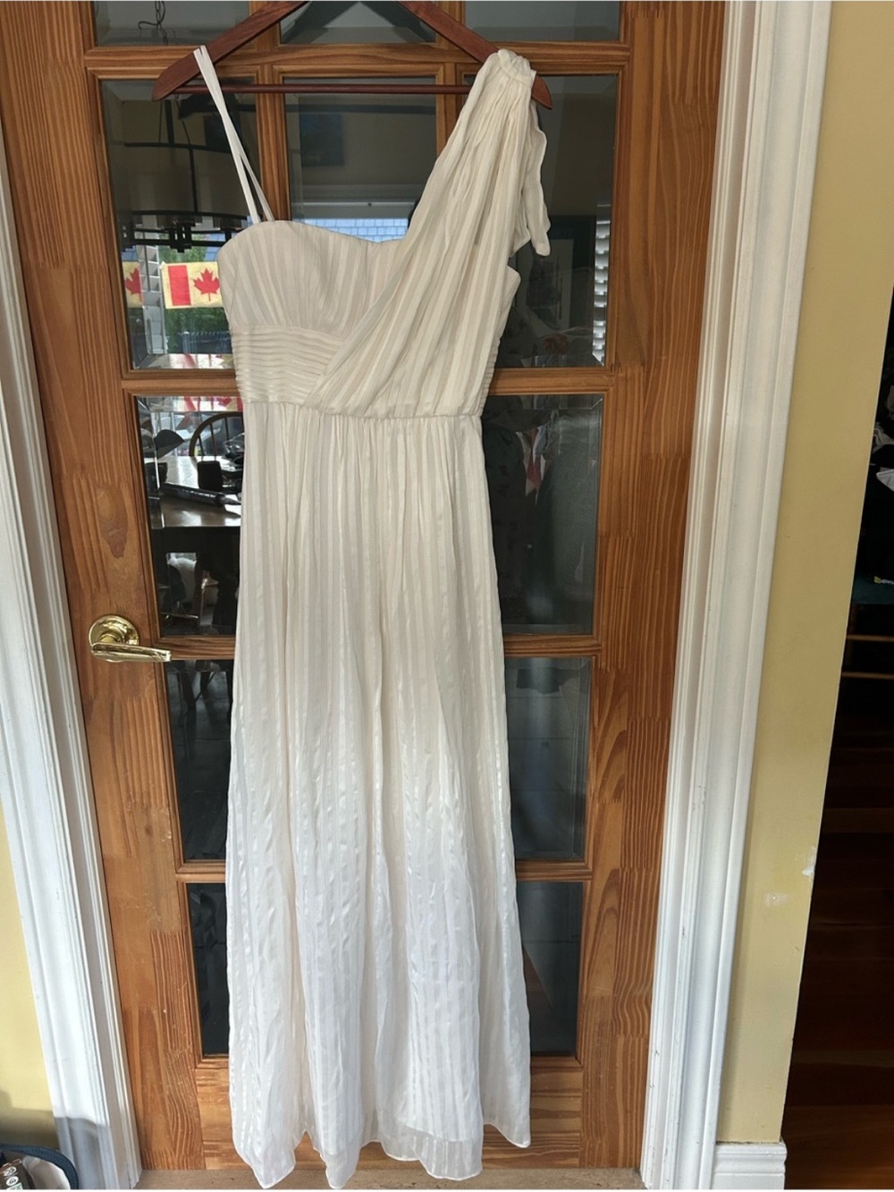 BCBGMAXAZRIA One-Shoulder Silk White Dress